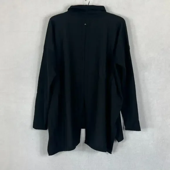 Cuyana Women's Size S M 100% Baby Alpaca Lagenlook Oversized Turtleneck Black